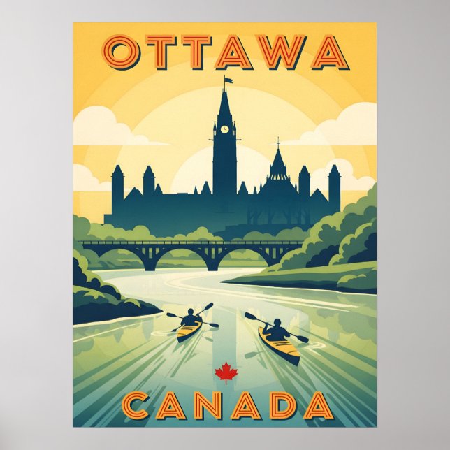 Affiche de voyage rétro d'Ottawa Canada (Devant)