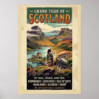 Affiche de voyage rétro Grand Tour d'Écosse
