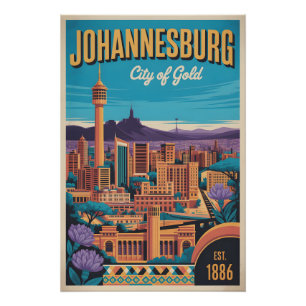 Affiche de voyage rétro Johannesburg Afrique du Su