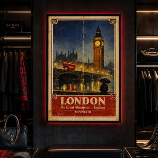 Affiche de voyage rétro Londres Angleterre – Décor