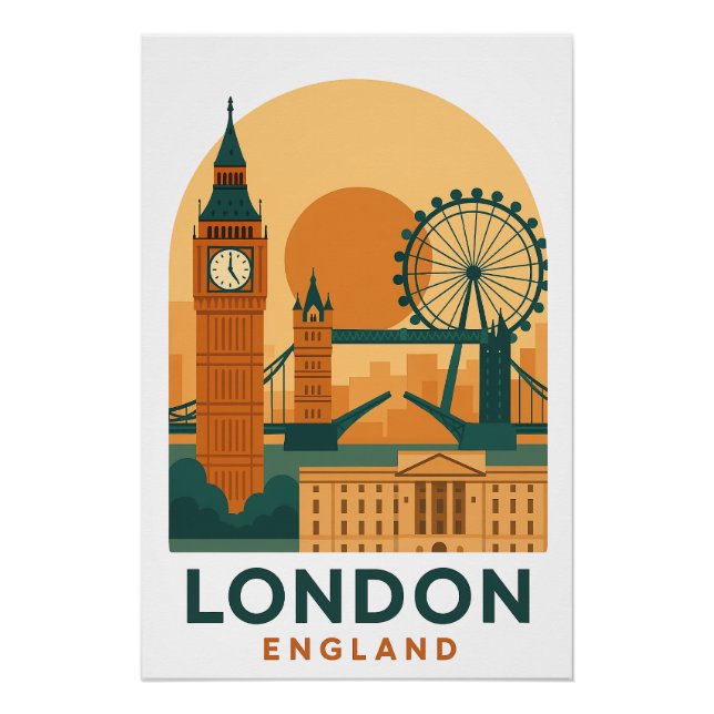 Affiche de voyage rétro Londres Angleterre – Rétro (Devant)