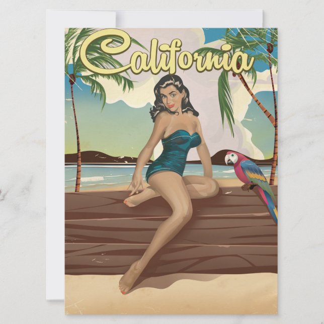 Affiche de voyage rétro modèle Californie (Devant)