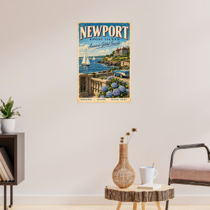 Affiche de voyage rétro Newport Rhode Island Côtiè