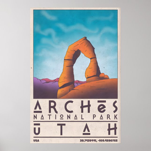 Affiche de voyage rétro Parc national des Arches (Devant)