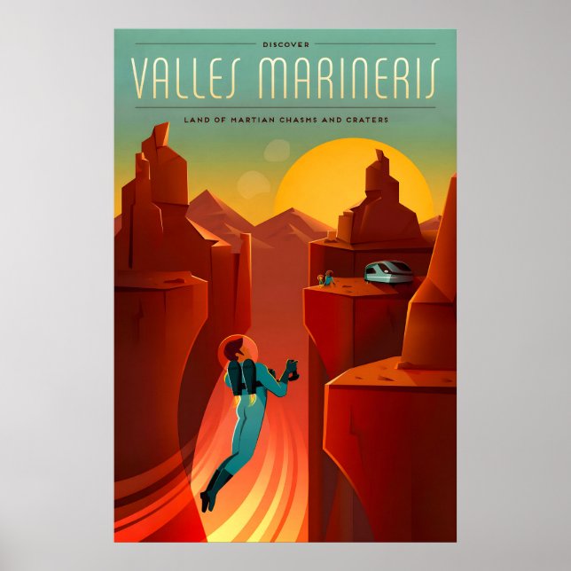 Affiche de voyage rétro sci-fi Valles Marineris (Devant)