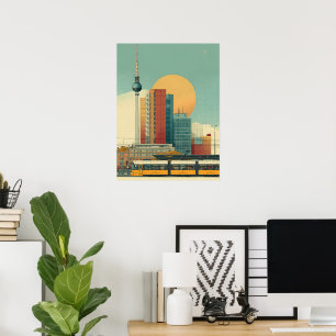 Affiche de voyage rétro sur la skyline de Berlin