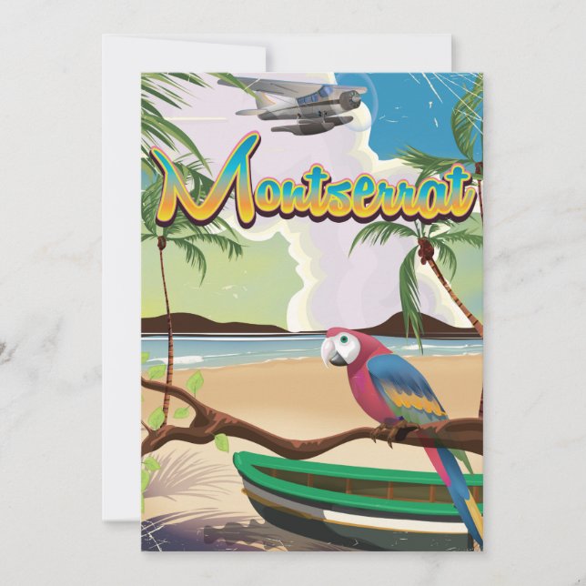 Affiche de voyage rétro sur l'île de Montserrat (Devant)