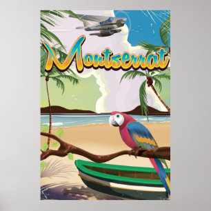 Affiche de voyage rétro sur l'île de Montserrat