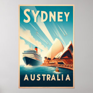 Affiche de voyage rétro Sydney Australie