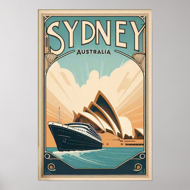 Affiche de voyage rétro Sydney Australie (Devant)