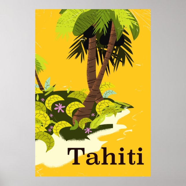 Affiche de voyage rétro Tahiti (Devant)
