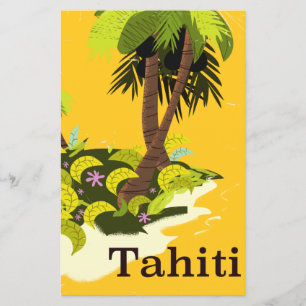 Affiche de voyage rétro Tahiti