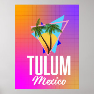 Affiche de voyage rétro Tulum Mexique.