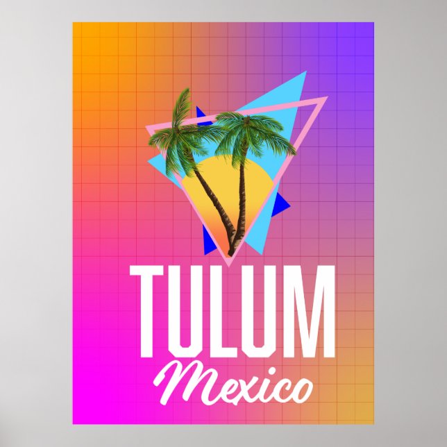Affiche de voyage rétro Tulum Mexique. (Devant)