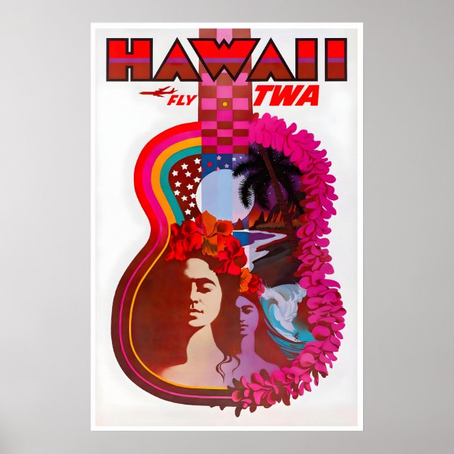 Affiche de voyage rétro TWA Art Hawaii Impression  (Devant)