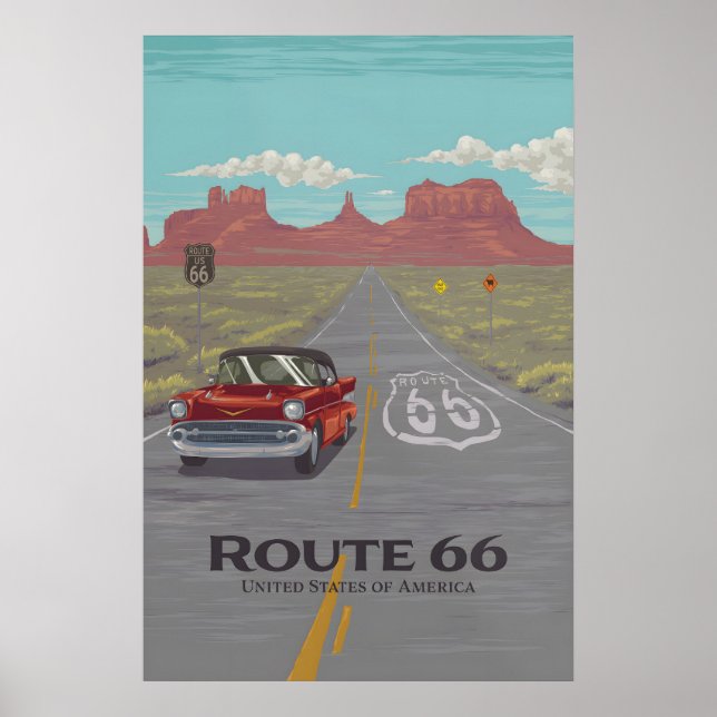Affiche de voyage Route 66 États-Unis (Devant)