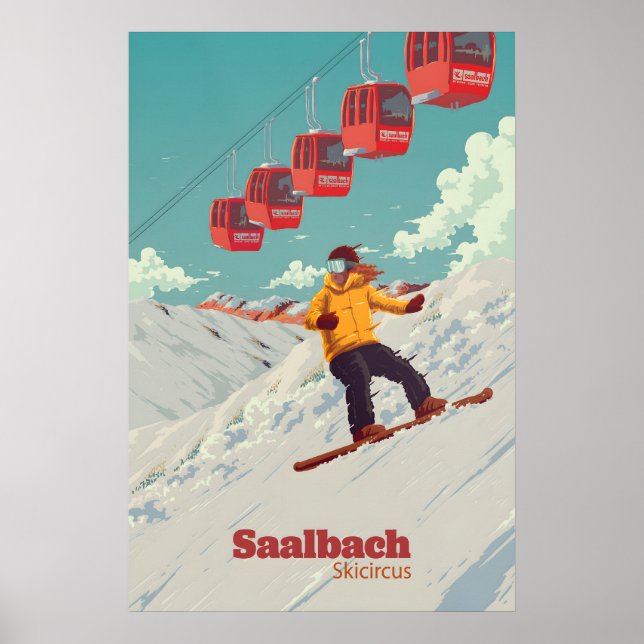 Affiche de voyage Saalbach Skicircus Snowboarding (Devant)