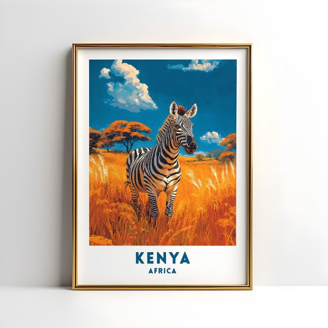 Affiche de voyage Safari Zèbre du Kenya (Créateur téléchargé)