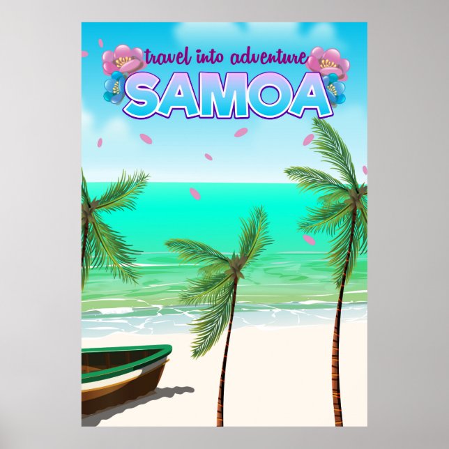 Affiche de voyage "Samoa voyage aventure". (Devant)