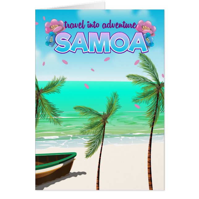 Affiche de voyage Samoa "voyage dans l'aventure". (Devant)