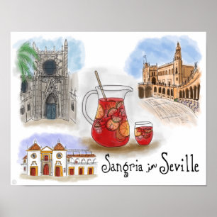 Affiche de voyage : Sangria à Séville Espagne