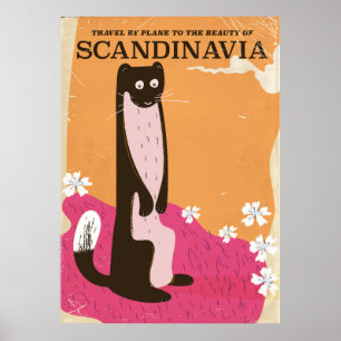 Affiche de voyage scandinave vintage.