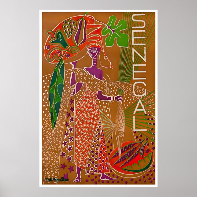 Affiche de voyage Sénégal Art Afrique Impression a (Devant)