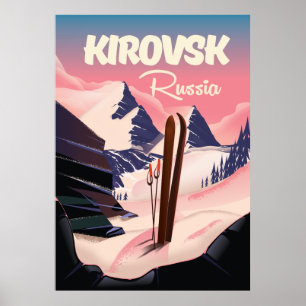 Affiche de voyage ski Kirovsk Russie
