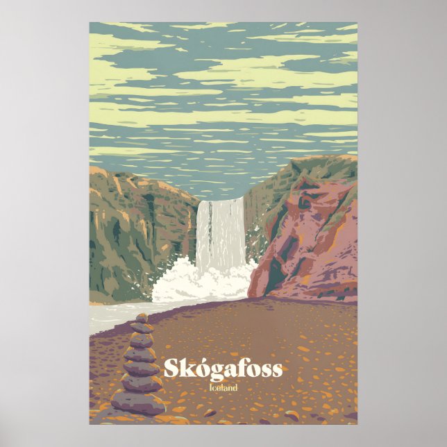 Affiche de voyage Skogafoss Islande (Devant)