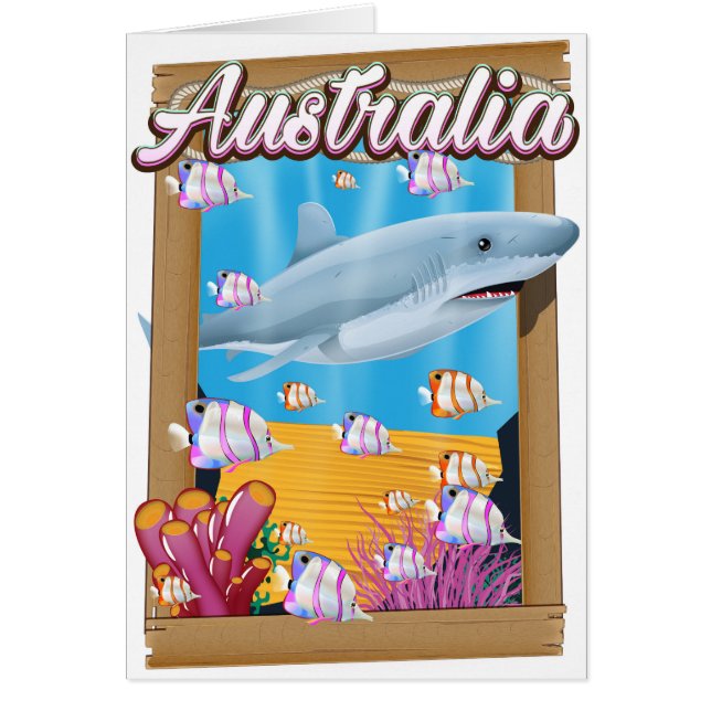 Affiche de voyage sous-marine de requin en Austral (Devant)