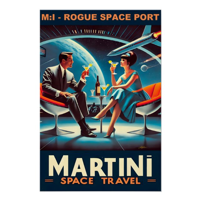 Affiche de voyage spatial Martini Espace Port Rogu (Devant)