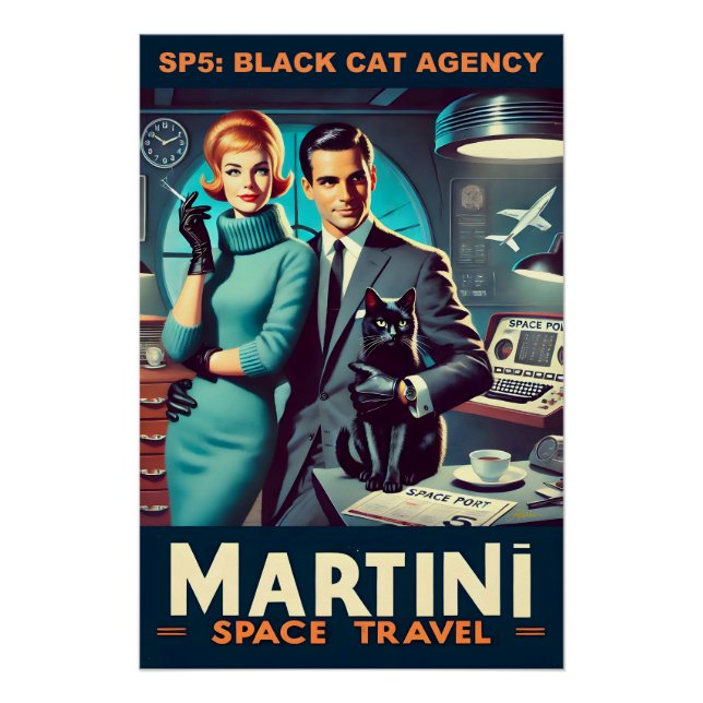 Affiche de voyage spatial Martini SP5 : Agence Bla (Devant)