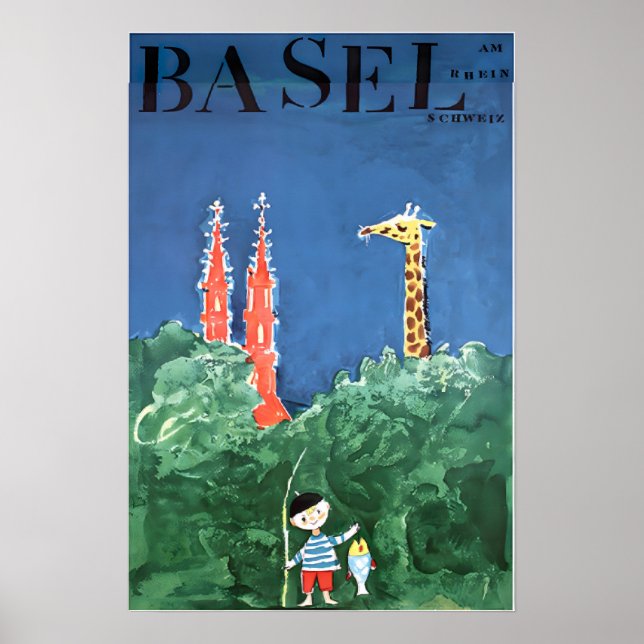 Affiche de voyage suisse Bâle Suisse Impression (Devant)