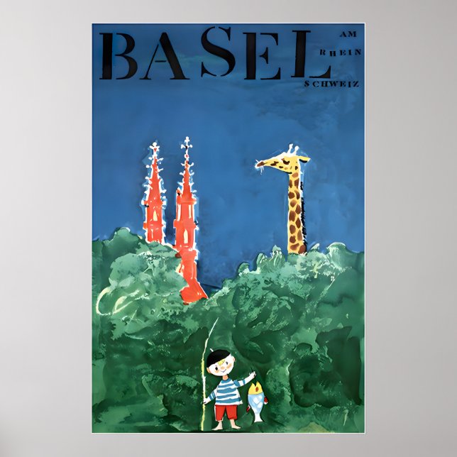 Affiche de voyage suisse d'art de Bâle Impression  (Devant)
