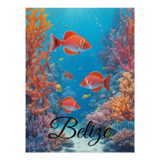 Affiche de voyage sur la barrière de corail du Bel