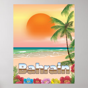 Affiche de voyage sur la plage de Bahreïn