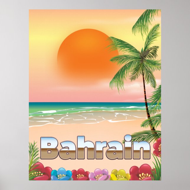 Affiche de voyage sur la plage de Bahreïn (Devant)