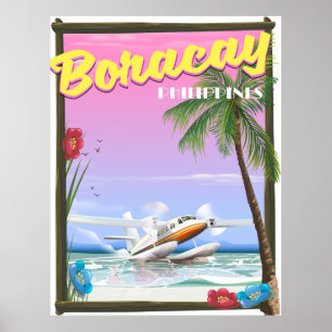 affiche de voyage sur la plage de Boracay aux Phil