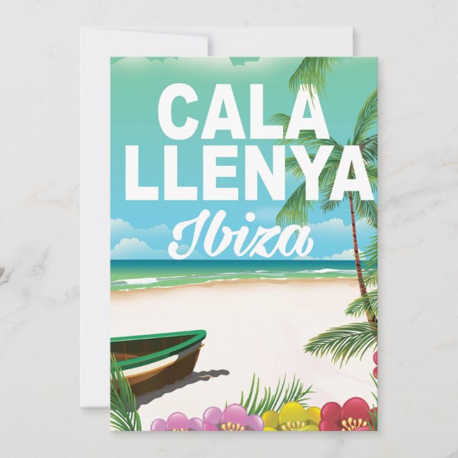 affiche de voyage sur la plage de cala llenya ibiz (Devant)
