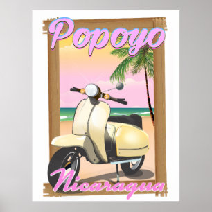 Affiche de voyage sur la plage de Popoyo Nicaragua