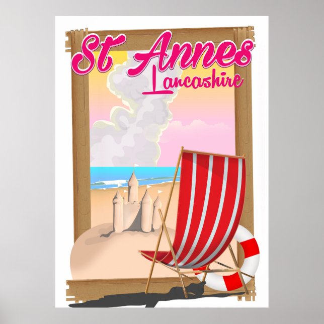 Affiche de voyage sur la plage de St Annes, Lancas (Devant)