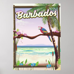 Affiche de voyage sur le paysage du perroquet de l
