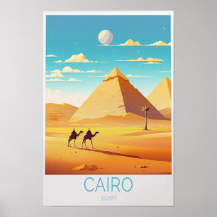 Affiche de voyage sur les pyramides du Caire Égypt