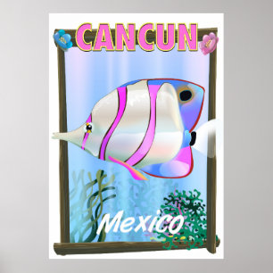 Affiche de voyage tropicale mexicaine de Cancun