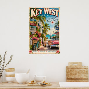 Affiche de voyage tropicale vintage Key West Flori