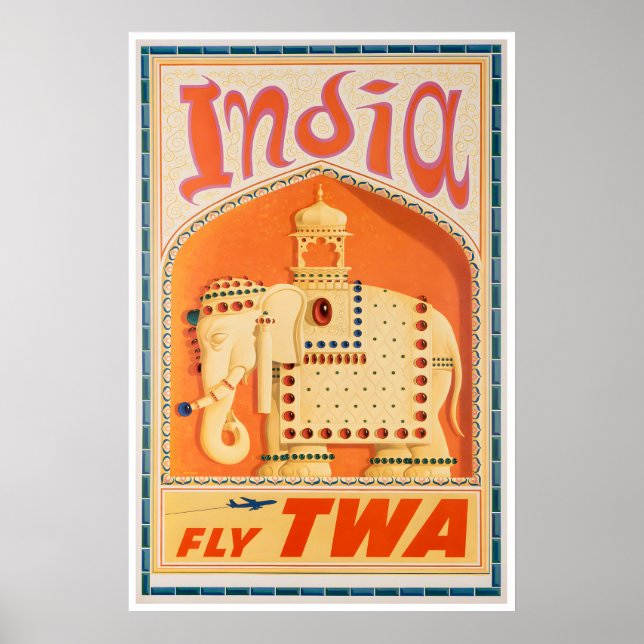 Affiche de voyage TWA Art Inde Impression indienne (Devant)