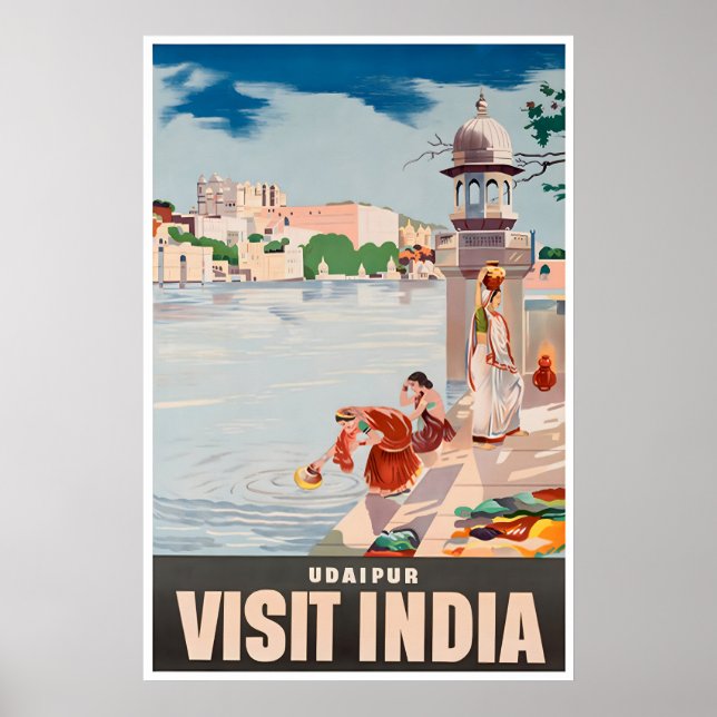 Affiche de voyage Udaipur Art Inde Impression indi (Devant)