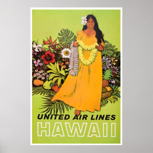 Affiche de voyage unie d'art hawaïen d'Hawaii