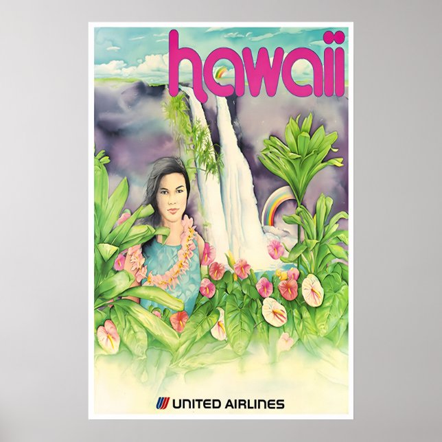 Affiche de voyage unie d'art hawaïen d'Hawaii (Devant)