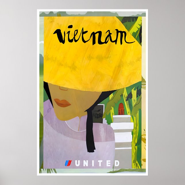 Affiche de voyage unie d'art vietnamien impression (Devant)
